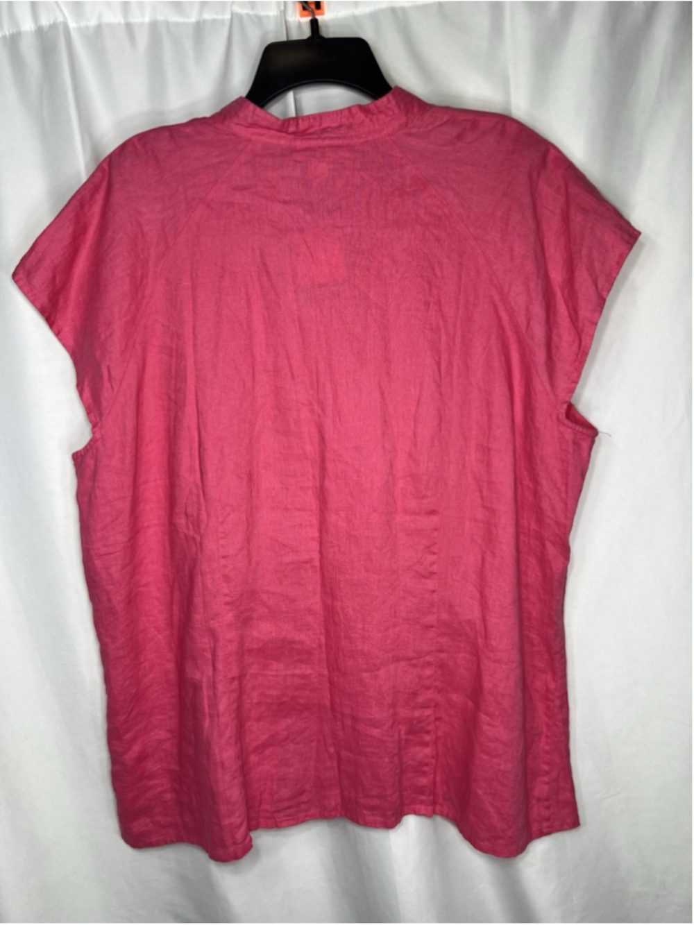 Coldwater Creek 100% Linen Shirt 2X Button Front Short Sleeve Pink Coastal - Picture 4 of 9